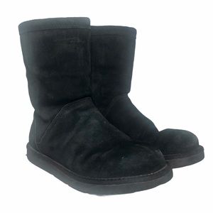 UGG 1889 Roslynn Black Suede Side Zip Boots Sheepskin Lined